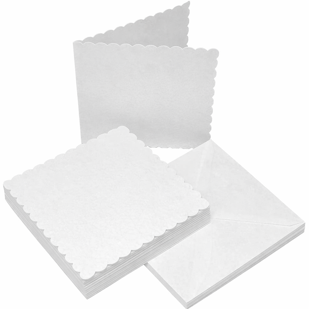 White Scalloped Card Packs